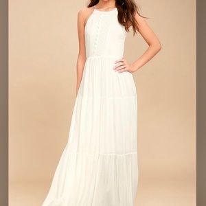 Lulu’s White Embroidered Maxi Dress